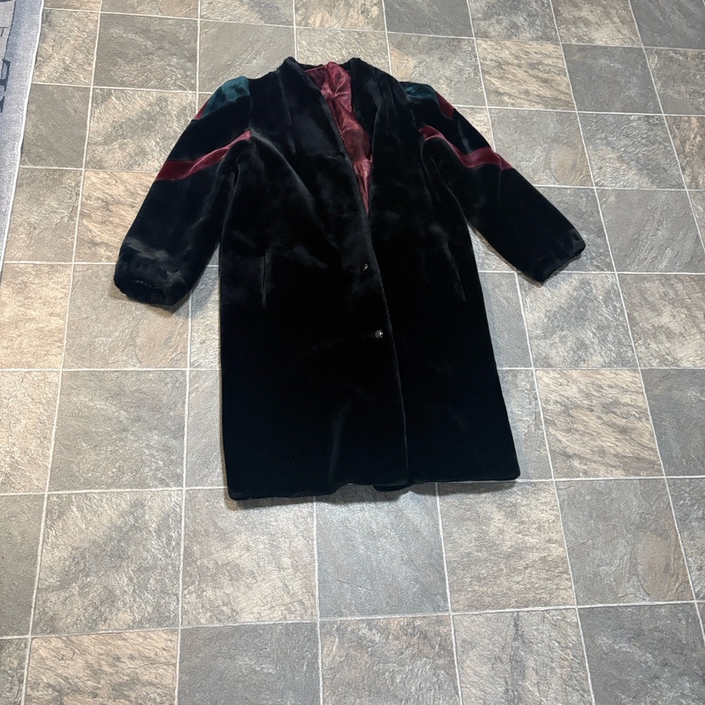 Coat Vintage 1980 Sasson Borgazia women's faux fur black
